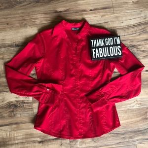 NY & Co Red Button Down Dress Shirt Medium